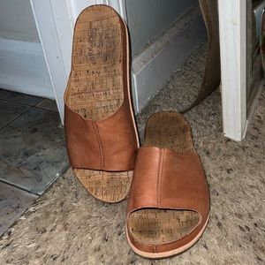 Kork-Ease Tan Leather Slide Sandals